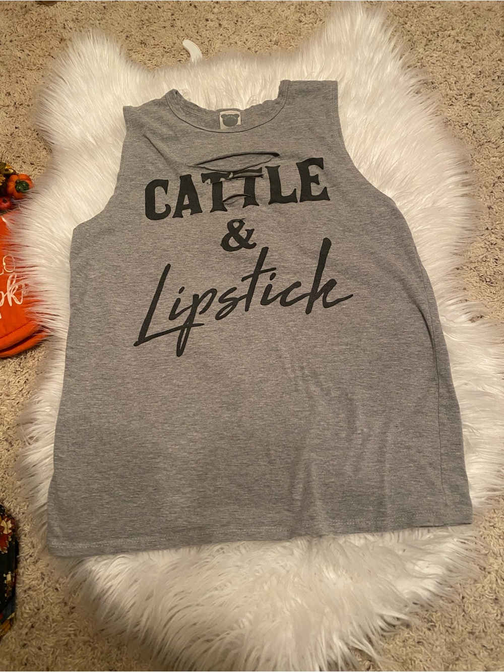 Grey 'Cattle & Lipstick' Girls Tank Top